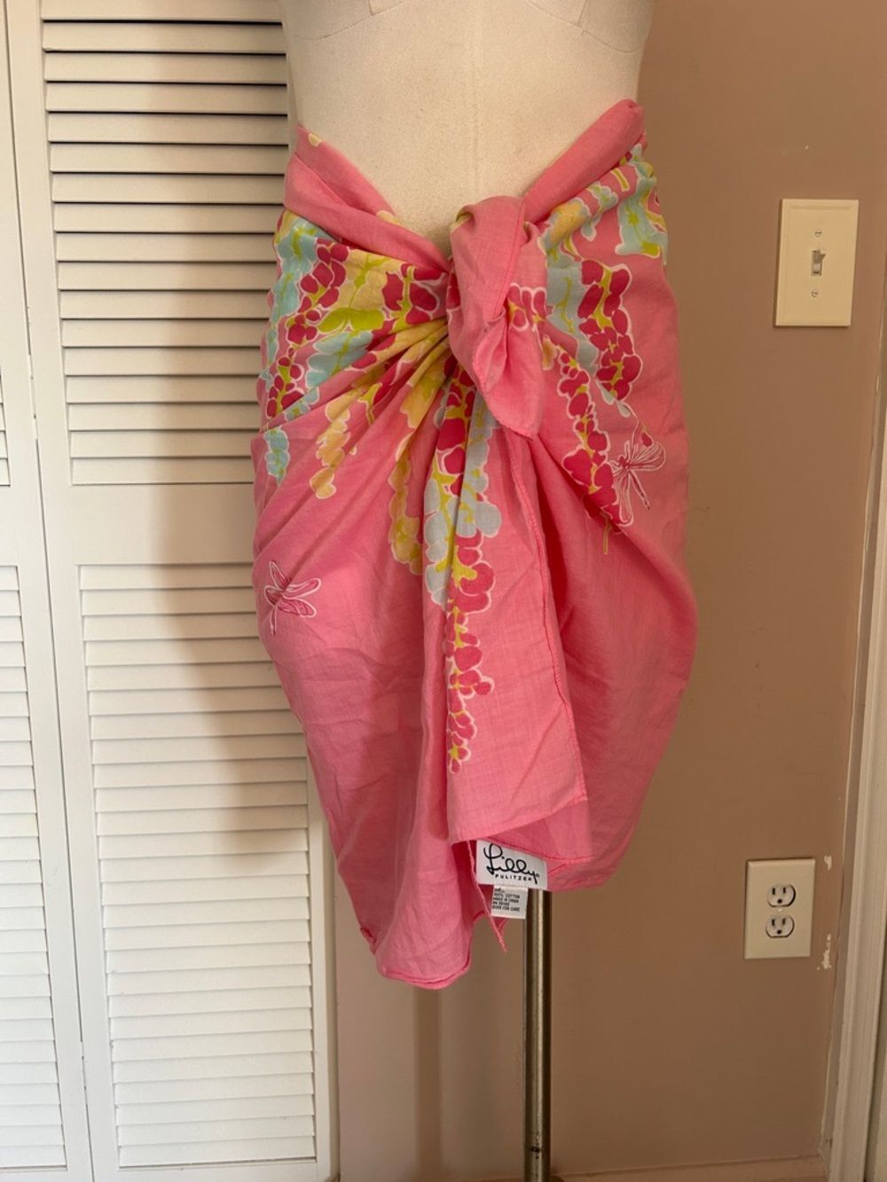 Lilly Pulitzer vintage Dragonfly Butterfly cotton sarong large scarf